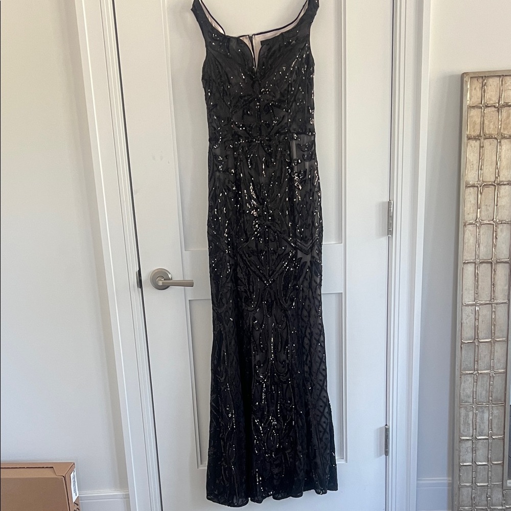 Sophisticated Black Sequin Maxi Dress